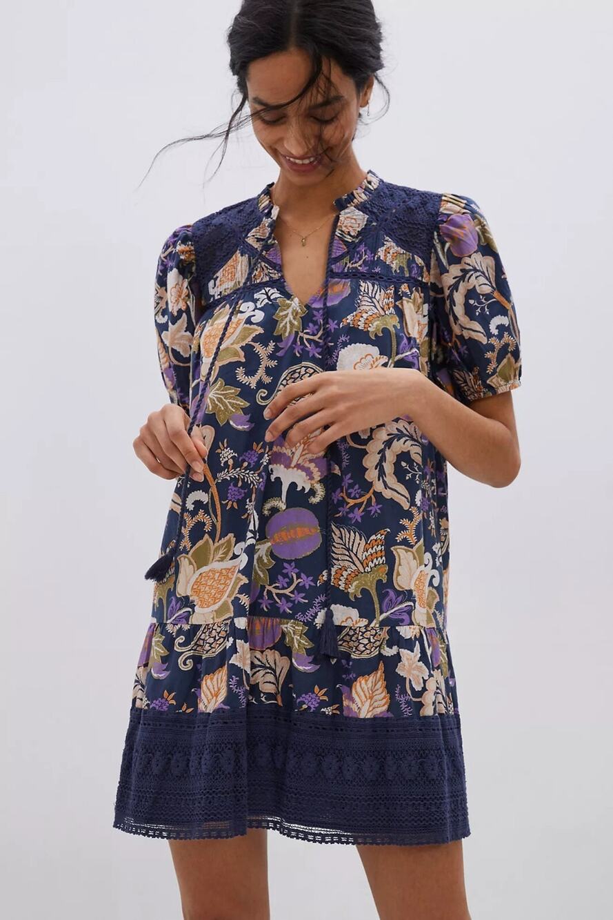 NEW Anthropologie Fiore Lace Tunic Mini Dress by Let Me Be $240 Size Small